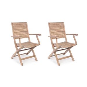 FAUTEUIL JARDIN  Lot de 2 fauteuils de jardin pliante 58x59x91 cm en teck - TAYCAM