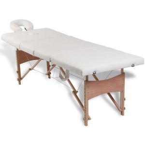 TABLE DE MASSAGE - TABLE DE SOIN Table pliable de massage Blanc crème 4 zones avec cadre en bois Dilwe7407563584504