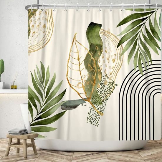 Feuilles De Tournesol Rideau De Douche 180x240cm,Rideau Douche Tissu Polyester Imperméable Anti Moisissure Lavable Machine Décoratif Long Baignoire Salle De Bain Rideau,avec 12 De Rideaux Crochets