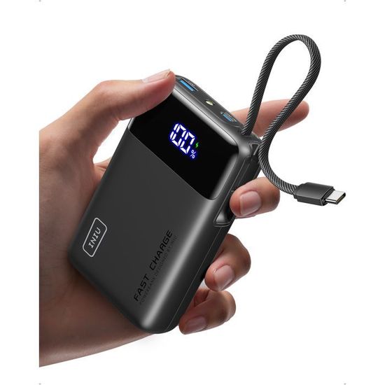 Batterie Externe 20000mAh Avec Câbles Intégrés - 4 Câbles (USB-C, Micro, Lightning, USB-A), 5 Sorties, Charge Rapide, Légère - 4