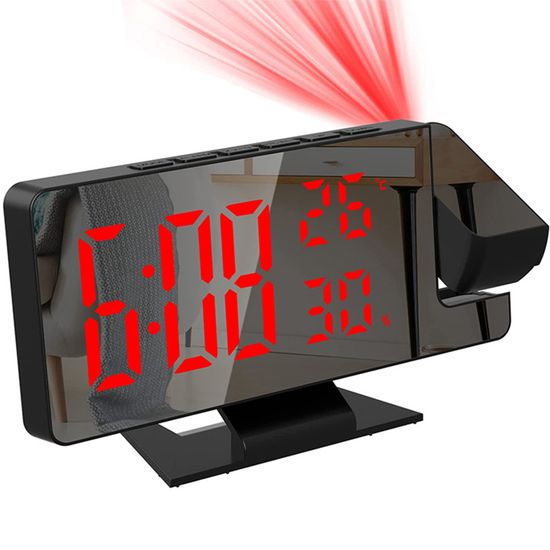 Reveil Avec Projection Plafond Réveil Numérique à Projection 180° - Avec Température, Humidité, Capteur Extérieur, écran Miroir LED Reveil Avec Projection Plafond Réveil Numérique à Projection 180° - Avec Température, Humidité, Capteur Extérieur, écran Miroir LED
