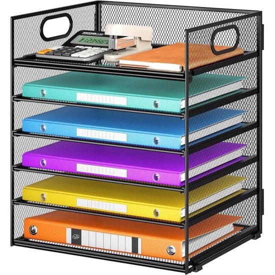 VITVITI Organisateur De Bureau 6 Niveaux Maille Métallique Violet – Rangement Documents & Papeterie Avec Poignée