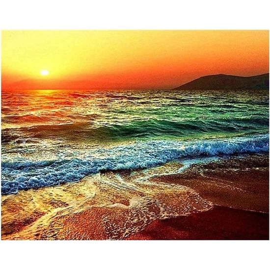 Kit Peinture Diamant 5D Scène Coucher De Soleil De Noël 30x30 Cm - DIY Pour Adultes, Détente Et Décoration