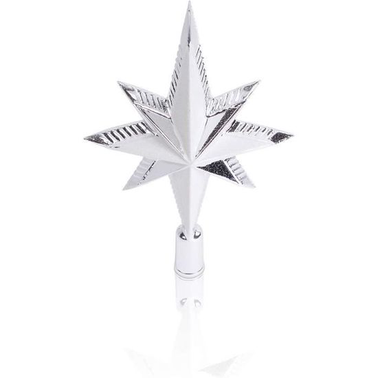 Pointe De Sapin De Noël En étoile Pailletée Rose Argenté - 25 Cm, Plastique Incassable