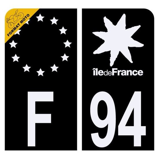 Lot De 4 Autocollants Plaque Immatriculation Département 94 | Val-de-Marne Île-de-France, Dimensions 45x100 Mm
