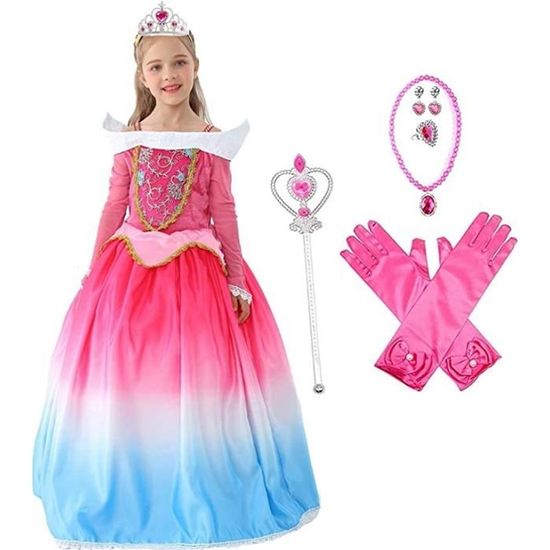 Robe de Princesse Aurore Fille Déguisement La Belle au Bois Dormant Robe Princesse  Fille Cosplay Halloween Anniversaire Costume Rose - Cdiscount Prêt-à-Porter