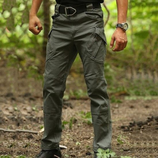 Pantalon Cargo Tactique Homme - Multi-poches, Imperméable, Pour Randonnée, Chasse, Travail | Coupe Droite, Tissu Résistant