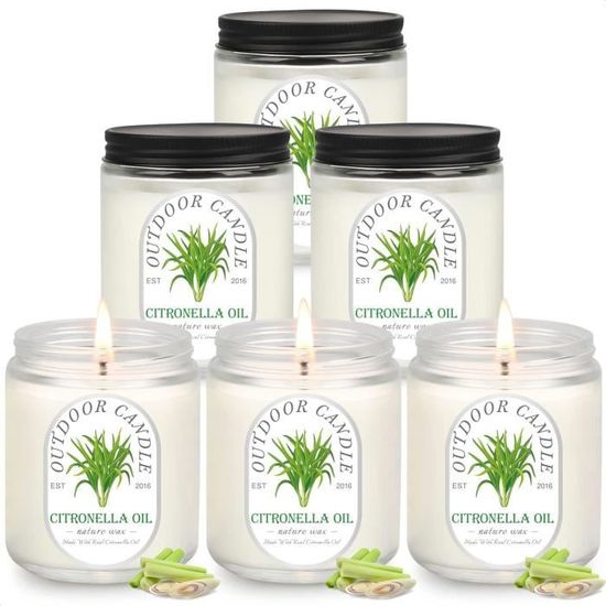 2 Bougies Citronnelle Extérieur 13,5 Oz - Cire De Soja Naturelle, 160-200h De Combustion - Pour Terrasse, Jardin, Camping