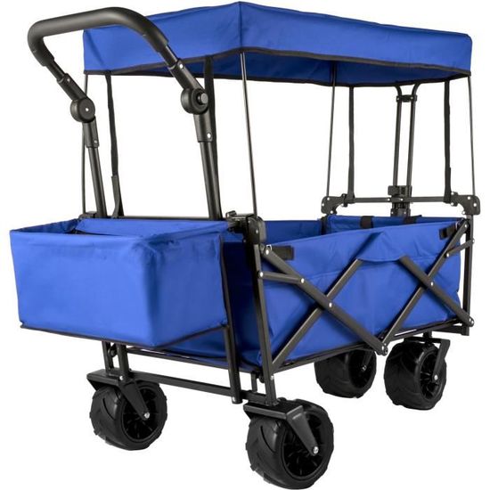 Chariot de Jardin Pliable avec Toit - VEVOR - VV-CWC-BLUE - Capacité de Charge 220 lb - Bleu