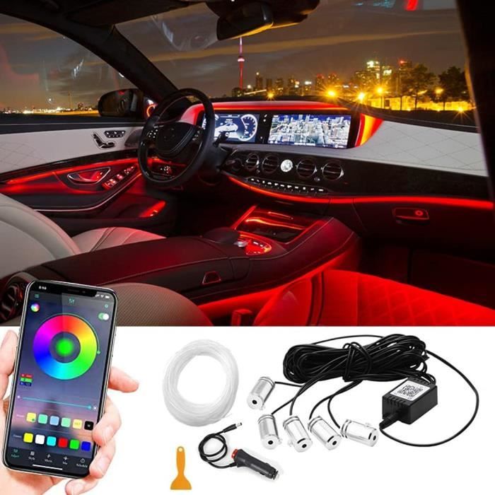 Lumière LED D'ambiance Pour Voiture - USB - 7 Couleurs RVB Dégradées - Contrôle De Luminosité - Installation Facile