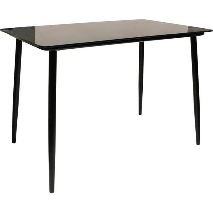 Tanita - Table Repas Rectangulaire Plateau Verre Noir