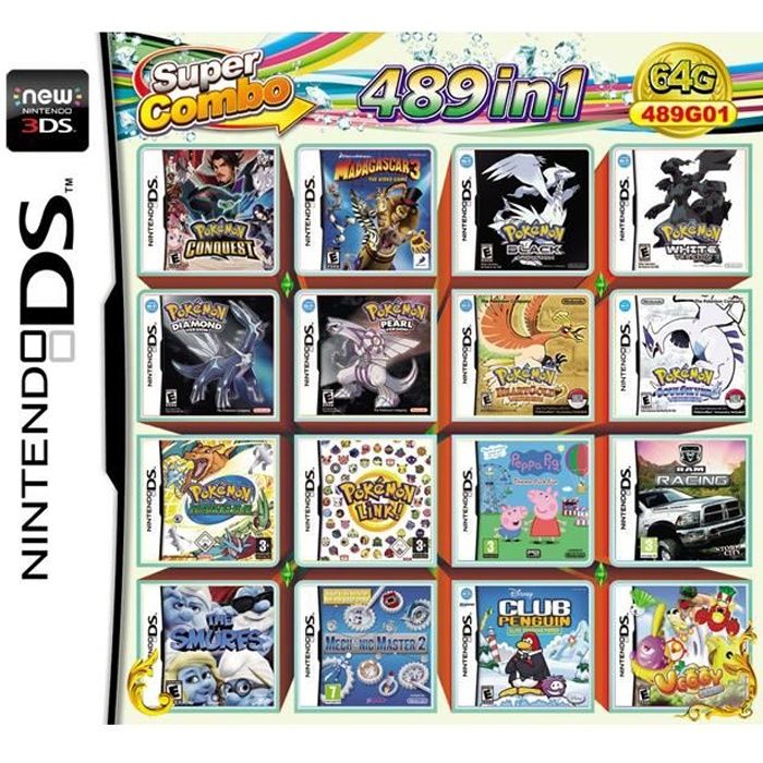 489 en 1 Cartouche de jeu DS Mario Multicart pour Nintendo DS NDSL NDSi 3DS 2DS