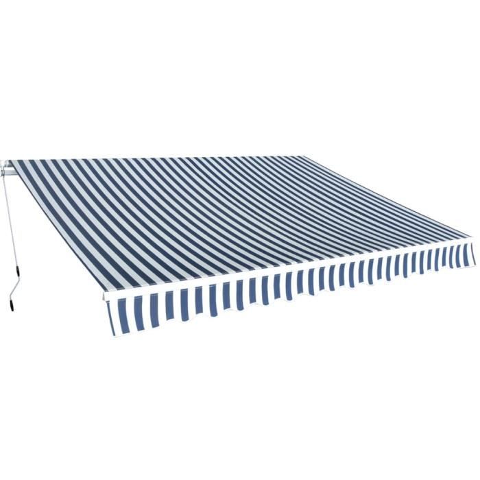 ZHIHU Auvent pliant à manipulation manuelle 350 cm Bleu et blanc