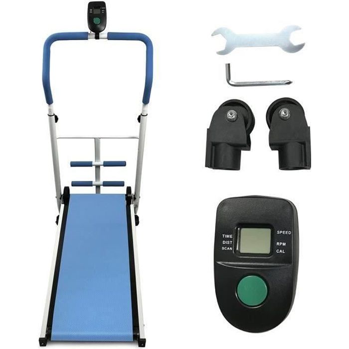 Tapis de Course Pliable Tapis de Marche Manuel avec écran LED Courir Mini Fitness pour la Maison ou Le Bureau - bleu
