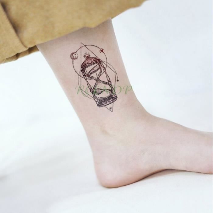 Tatouage Temporaire, Couleurs mélangées,Transfert eau sablier lune étoile corps art imperméable faux homme femme enfant 10.5*6cm