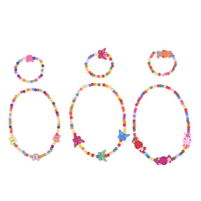6 pièces mignon mode non toxique perles en bois collier filles Bracelet enfants ensembles de bijoux pour bébé JEWELERY DISPLAY