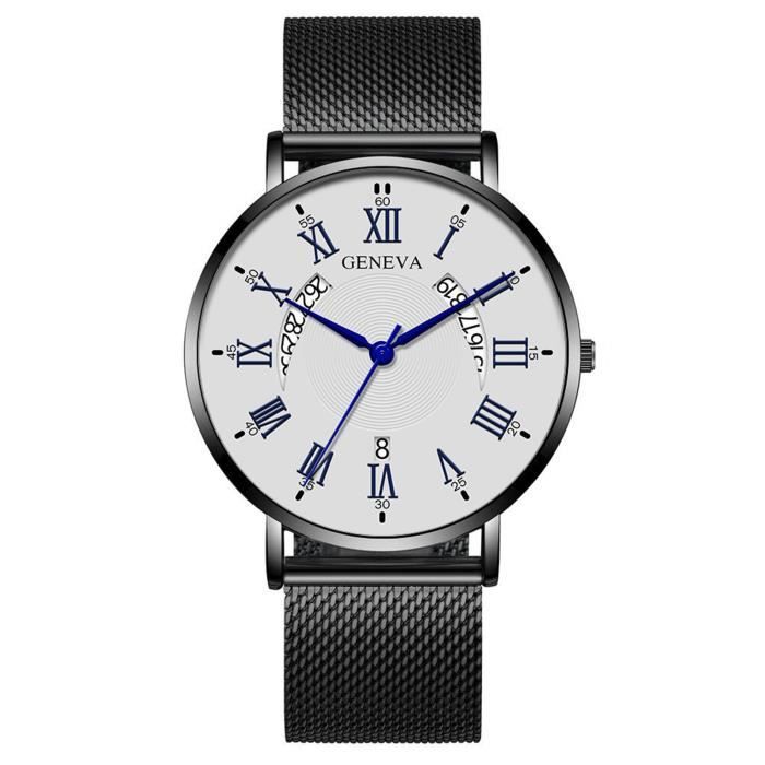 La mode minimaliste élégante avec la montre de cadeau de montre de quartz d'homme de cadran de bande de maille LZX200929741B