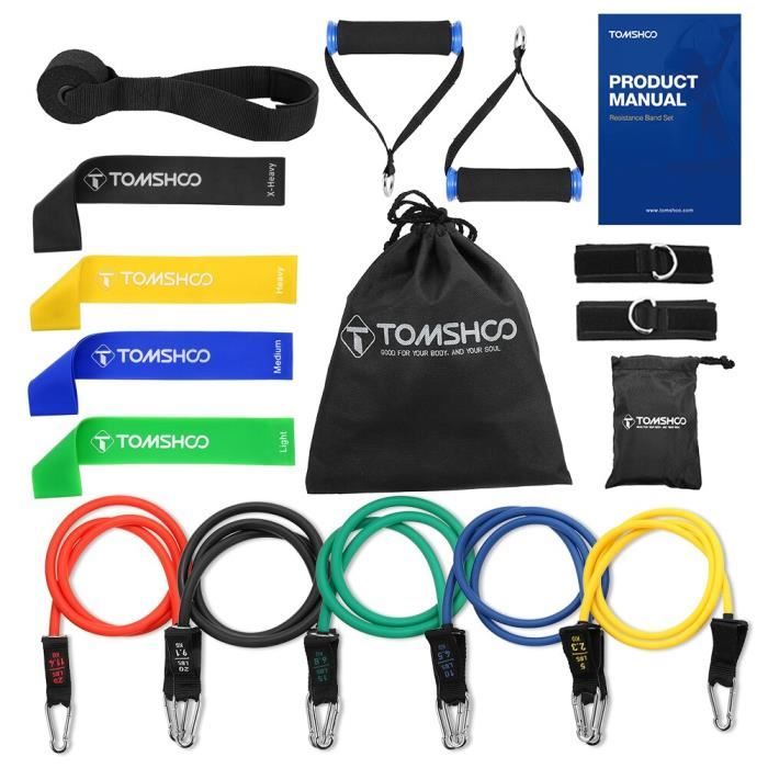 Accessoires Fitness - Musculation,TOMSHOO 17Pc bandes de résistance ensemble exercice bande élastique - Type 17Pcs Set A