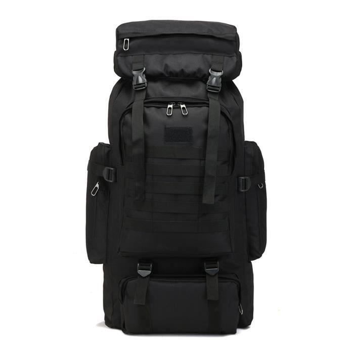 80L Grande Sac À Dos Tactique Militaire Randonnée Camping Backpack Nylon Voyage Camouflage NOIR Me47981