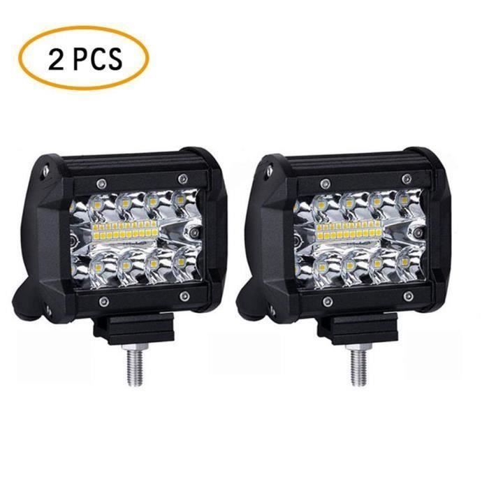 LEEGOAL 2PCS 60W Phare de Travail Carre a Leds DC 9V-32V Quad Camion Bateau Tracteur Offroad Imperméable A60519
