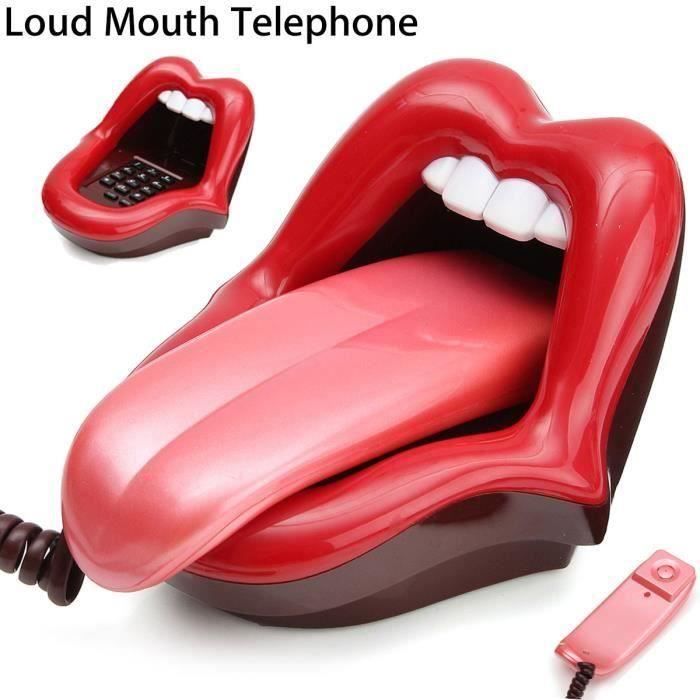 Téléphone Fixes Vintage Filaire Corded Rouge Lèvres Nouveauté Cadeau Ve00268