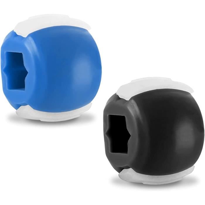 2 pcs Balle d'exercice de la mâchoire, Exerciseur de Mâchoire,Balle de Fitness pour Exercice de La MâChoire,(Bleu + noir)