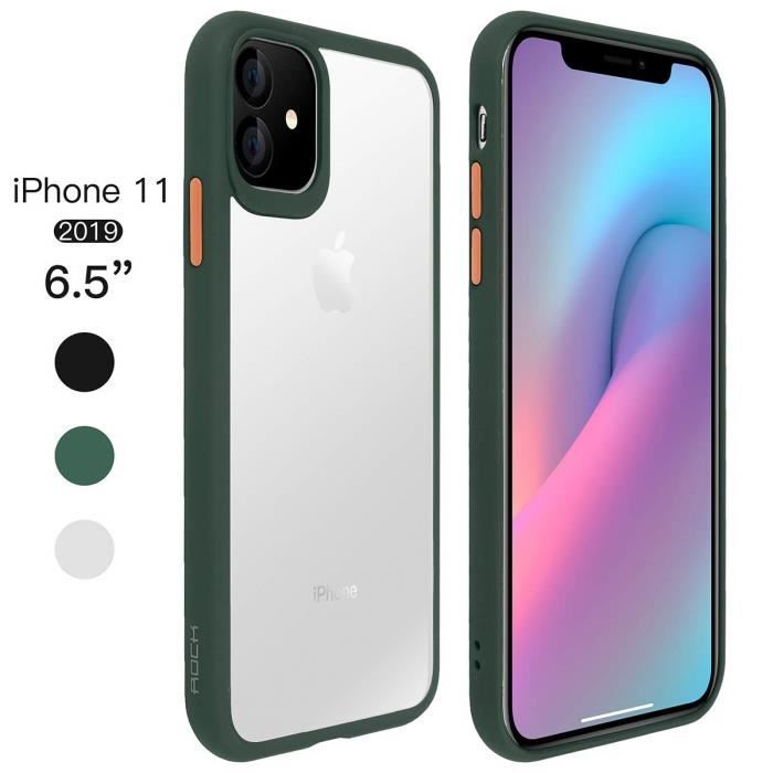 Coque iPhone 11 Pro Max Transparente,Housse Etui iPhone 11 Pro Max 6.5 Case Dos Rigide en PC,Bumper Renforcé en Silicone Absorption