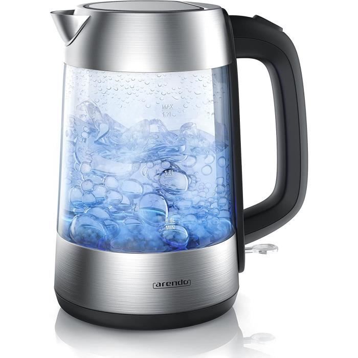 BOUILLOIRE ELECTRIQUE Arendo Bouilloire en verre-acier inoxydable - Qualité supérieure Avec éclairage LED &a337