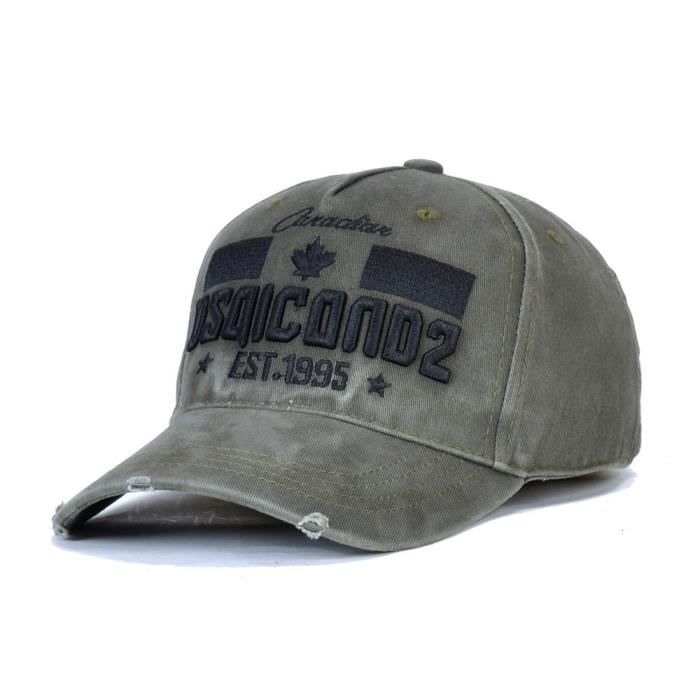 DSQicond2 Casquette de Baseball pour hommes, chapeau vert militaire avec lettres brodées, de style H green Adjustable
