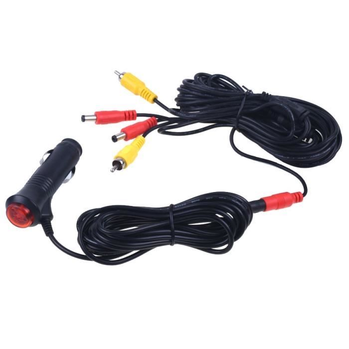 Prise allume cigare,Câble d'alimentation vidéo RCA 7 M + 3M,pour caméra de recul,connecter le moniteur de - Type Black