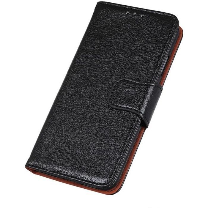 Coque OPPO Find X3 Lite, Cuir Nappa Souple Fente de Cartes Silicone Ultra-fin Classique Support Antichoc, Noir
