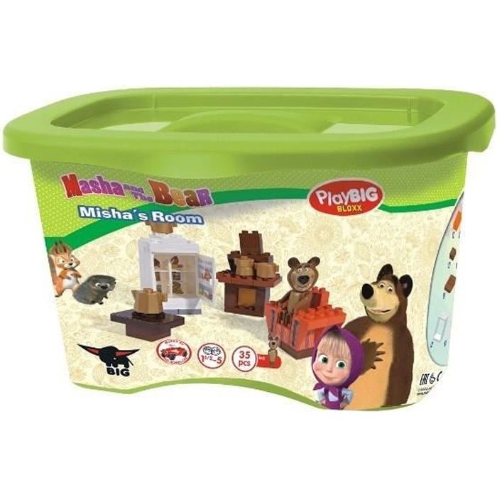 SIMBA 800057093 MASHA BRIQUES 35 PC DE SALON, Y COMPRIS L'OURS BIG SM-57093