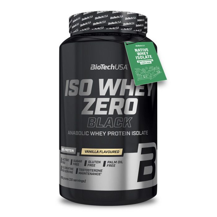 Iso Whey Zero Black 908g VANILLE Biotech USA Proteines Creatine Glutamine AAKG Zinc Sans Sucre ni Gluten