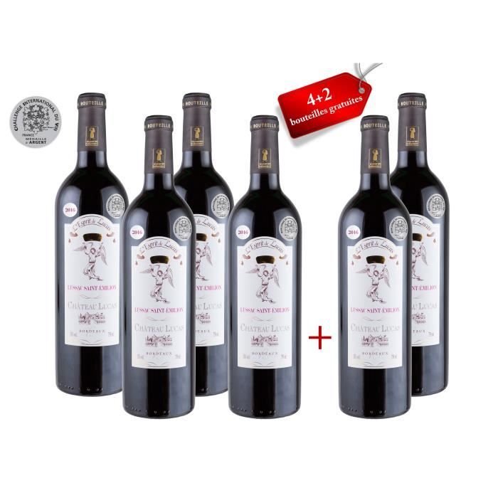 Esprit de Lucas - AOC Lussac Saint-Emilion 2016 - Grand Vin Rouge de Bordeaux - Château Lucas- Double Médaillé - 6 bouteilles