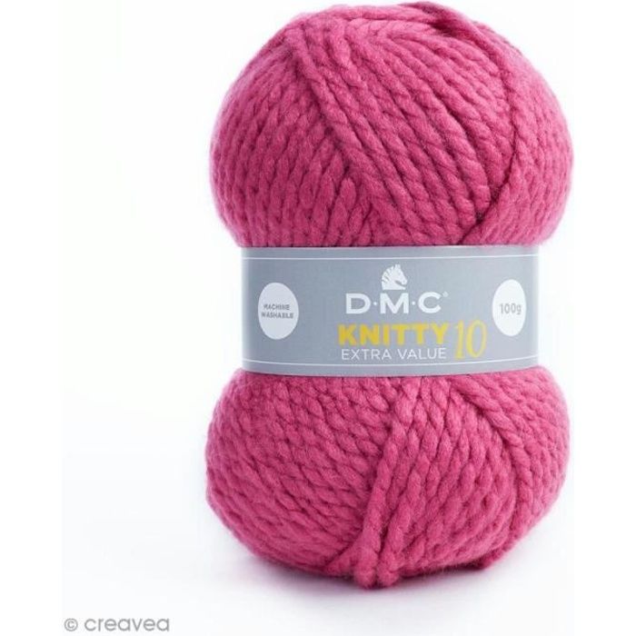 Laine Knitty 10 DMC - 100 g Laine Acrylique XL Knitty 10, de DMC :Coloris: Rose framboise 984Matière : 100 % acrylique Poids : 100