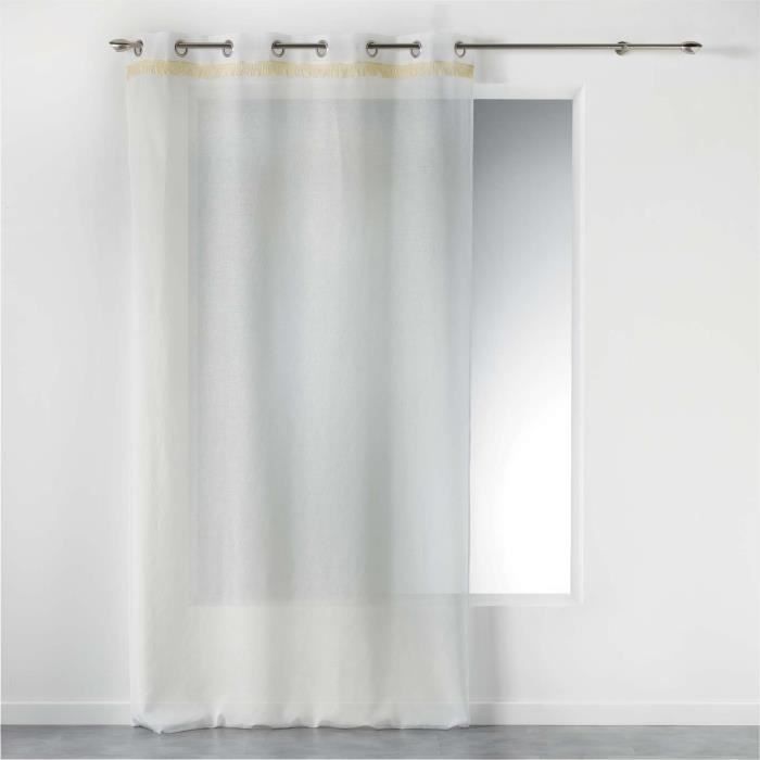 Voilage blanc a oeillets 140 x 240 cm + franges frangy