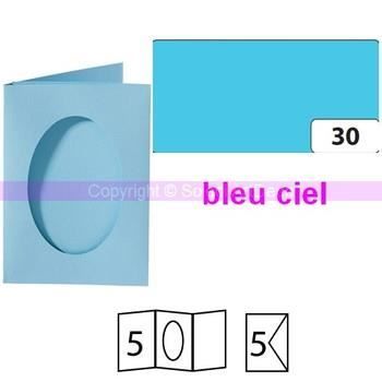 Lot de 5 Cartes passe-partout ovales à 2 volets, avec enveloppes, Format A6 - bleu ciel