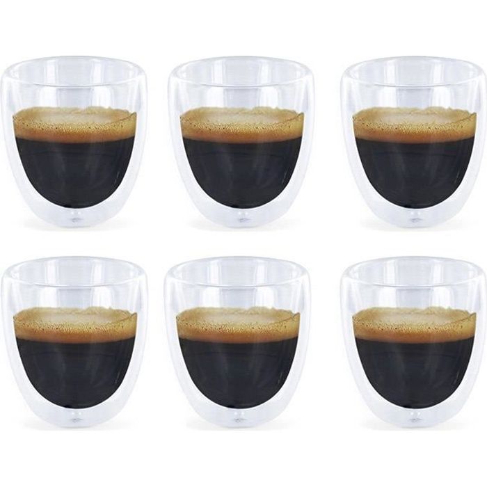 6 Verres à Expresso Double Paroi - Tasses café design