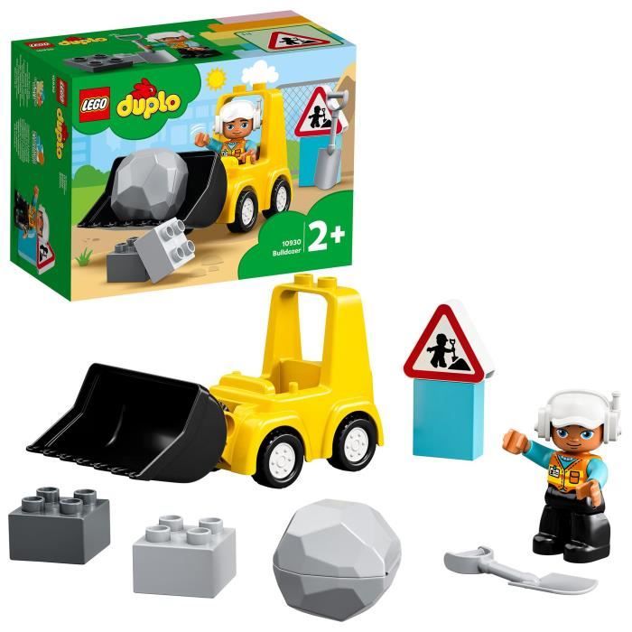 LEGO® 10930 DUPLO Le Bulldozer, Engins De Chantier Jouet Pour Enfant de 2 Ans Et Plus, Jeu Motricité Fine Pour Garçons Et Filles