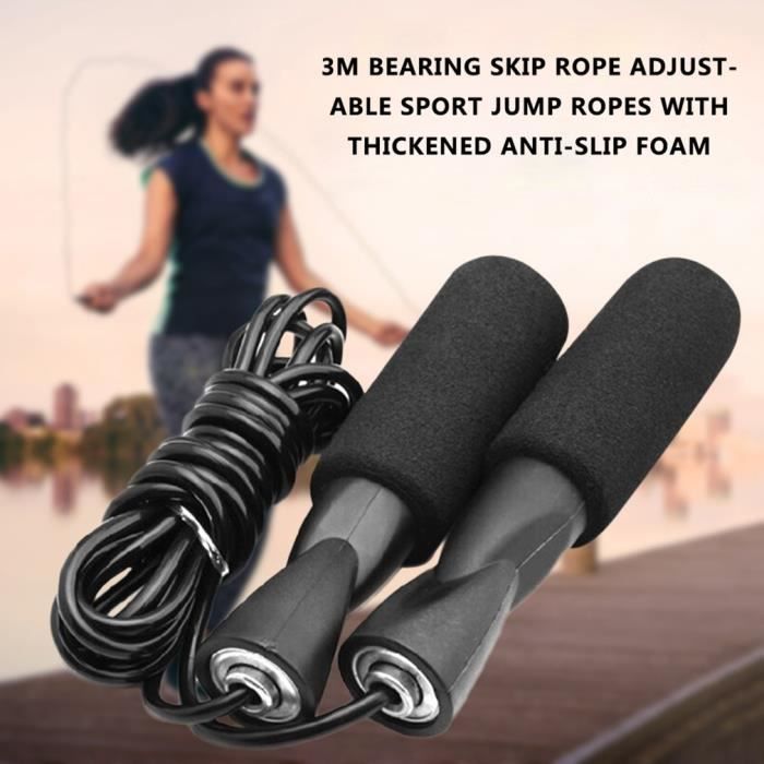 Cordes à sauter de sport réglables de corde à sauter de 3 m avec mousse antidérapante épaissie - couleur aléatoire
