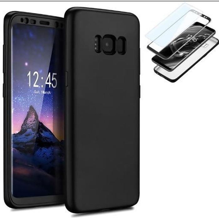 Coque Antichoc Pour Samsung Galaxy S10 + Film de Protection Couleur Noir