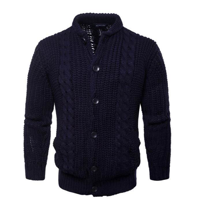 Cardigan tricoté pour homme New Cardigan tricoté couleur unie pour homme