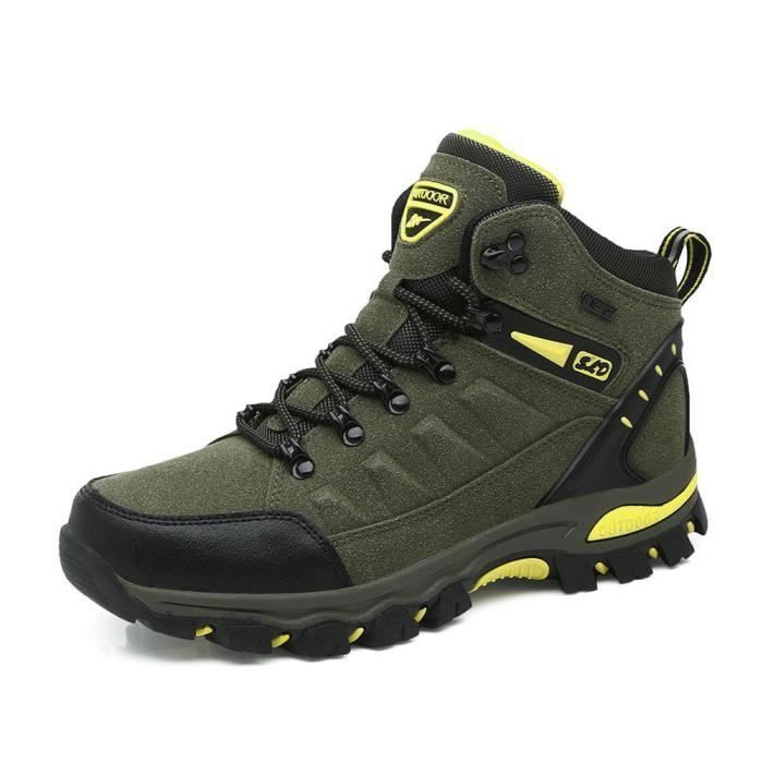 Hommes Chaussures à lacets d'alpinisme course confortable Vert Chaussures Randonnée
