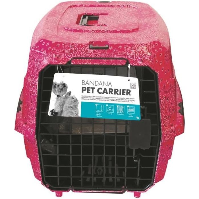 MPETS Cage de transport Bandana- Pour chien - 58x40x26,5cm - Rose