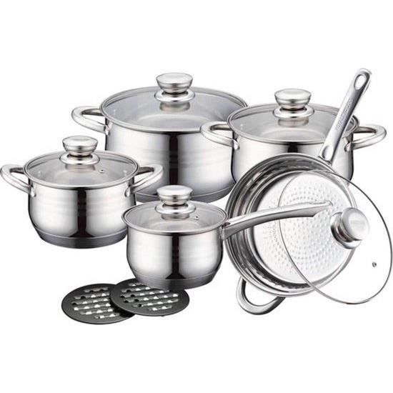 Batterie de Cuisine 12 pcs en acier inoxydable - INOX - RL1232