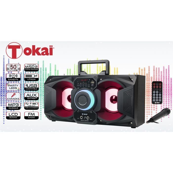 ENCEINTE STÉRÉO 2 HAUT-PARLEURS AVEC LEDS MULTICOLORE - TOKAÏ