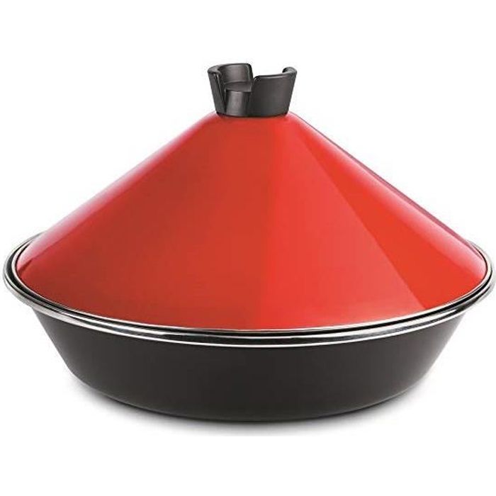 TAJINE INDUCTION EN ACIER ÉMAILLÉ ROUGE CERISE NOIR 26 CM MAGNEFESA