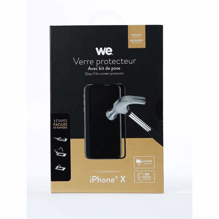 Verre protecteur WE avec Kit de pose pour iPhone X Transparent