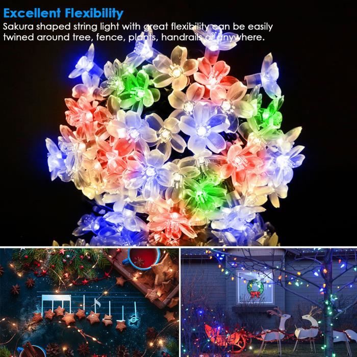 7M 50 LED Guirlande Lumineuse Solaire Étanche Fleur De Fée Solaire Lumière pour Garden Party Mariage Patio Décor