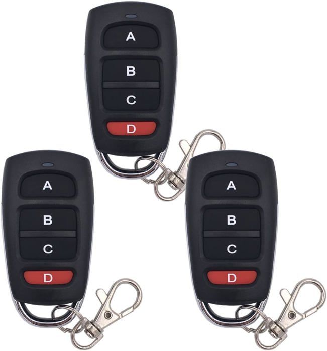 Télécommande Universelle 433 MHz EVGATSAUTO - Lot De 4 Porte-clés Clonables Pour Porte De Garage, Voiture, Alarme Et Portail